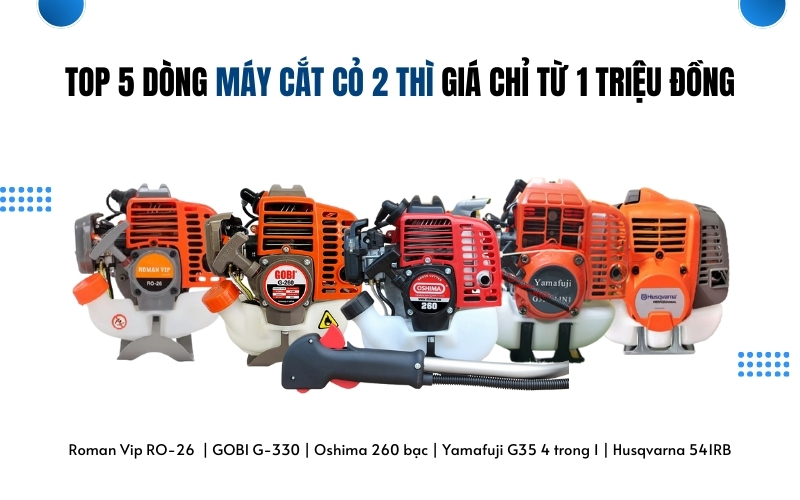 Top 5 dòng máy cắt cỏ 2 thì giá chỉ từ 1 triệu đồng