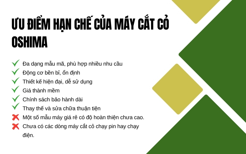 Ưu điểm hạn chế của máy cắt cỏ Oshima
