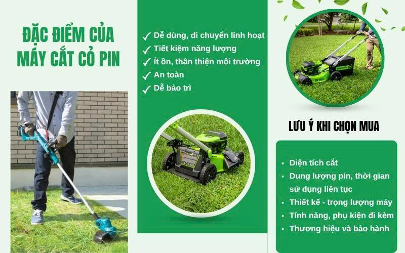 Ưu điểm vượt trội của máy cắt cỏ bằng pin