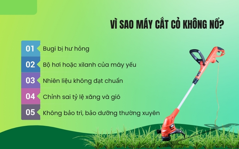 Vì sao máy cắt cỏ không nổ?