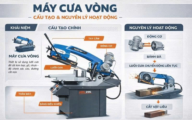 Cấu tạo và nguyên lý hoạt động máy cưa vòng