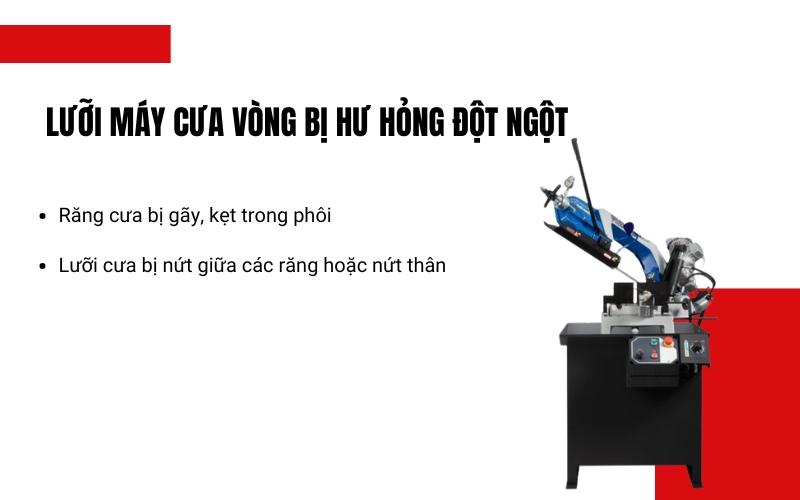 Lưỡi máy cưa vòng bị hư hỏng đột ngột