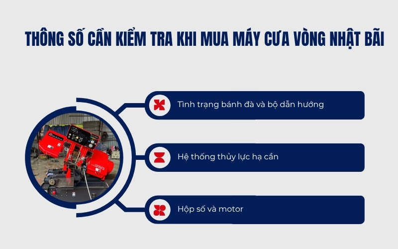 Thông số cần kiểm tra khi mua máy cưa vòng Nhật bãi