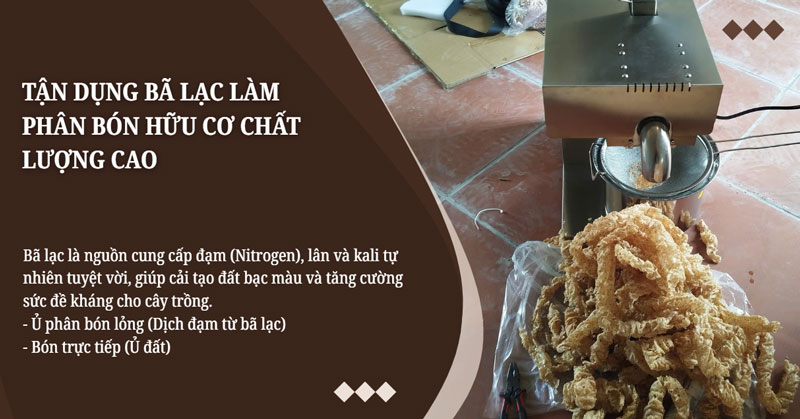  Tận dụng bã lạc làm phân bón hữu cơ chất lượng cao