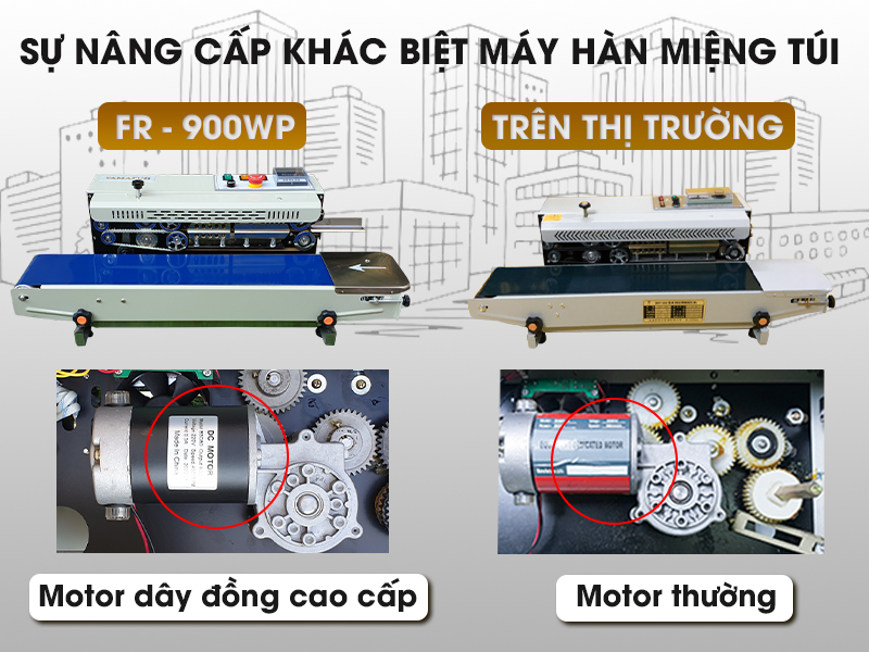 Máy hàn túi Yamafuji FR-900WP có motor đồng cao cấp