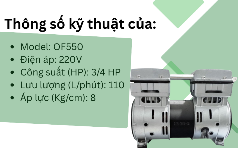 Đầu nén khí không dầu giảm âm Wing OF550