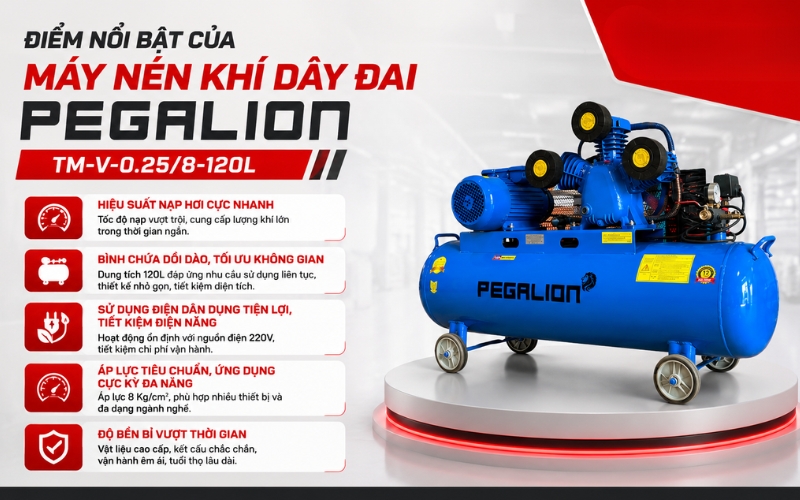 Điểm nổi bật của Máy nén khí Pegalion TM-V-0.25/8-120L