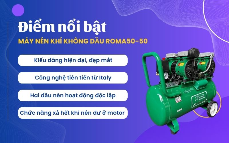 Điểm nổi bật của Máy nén khí không dầu ROMA50-50