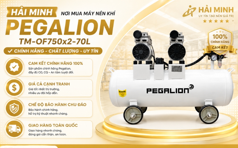 Hải Minh - nơi mua Máy nén khí Pegalion TM-OF750x2-70L chính hãng