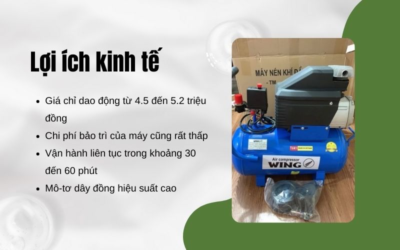 Lợi ích kinh tế khi đầu tư máy nén khí Wing TW-0.2/8 - 50L
