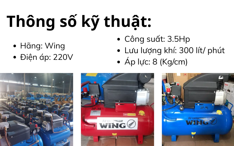Máy nén khí đầu liền WING TM-0.3/8-60L