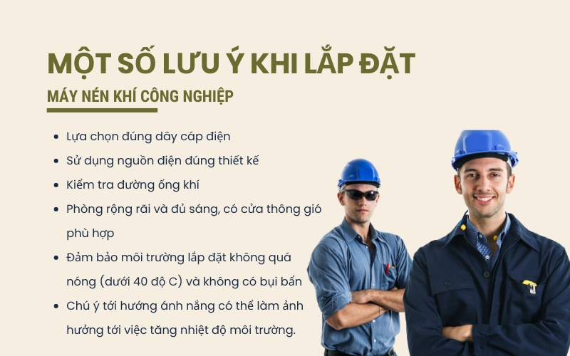 Một số lưu ý khi lắp đặt máy nén khí công nghiệp