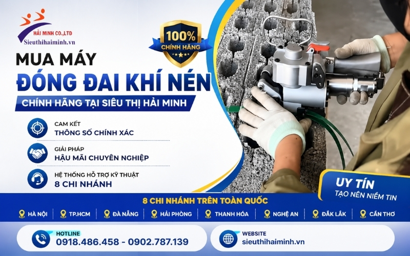Mua máy đóng đai khí nén chính hãng ở đâu