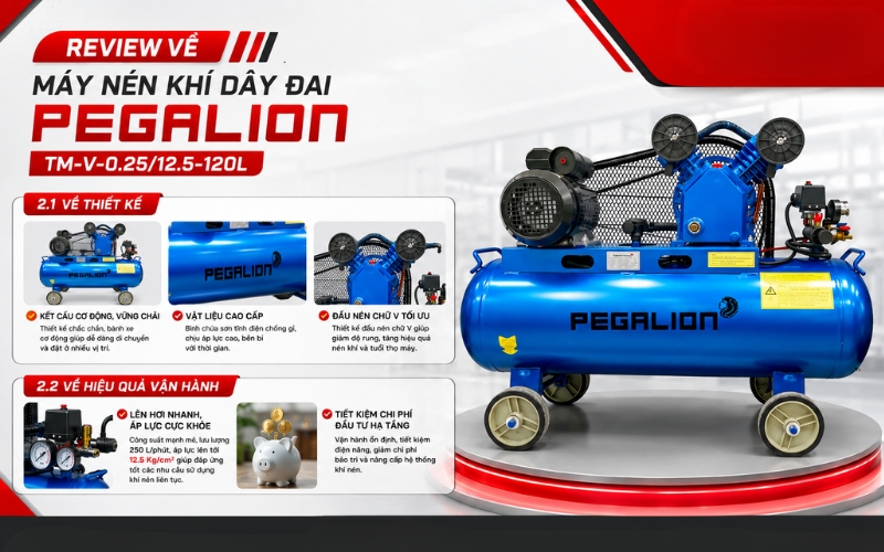 Review về Máy nén khí Pegalion TM-V-0.25/12.5-120L