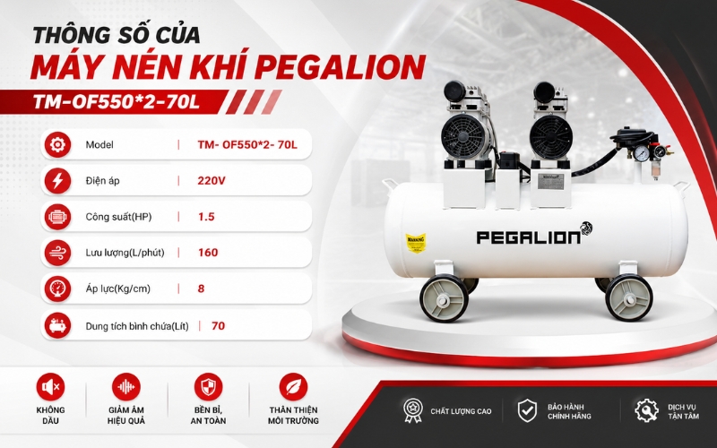 Thông số của Máy nén khí Pegalion TM-OF550*2-70L