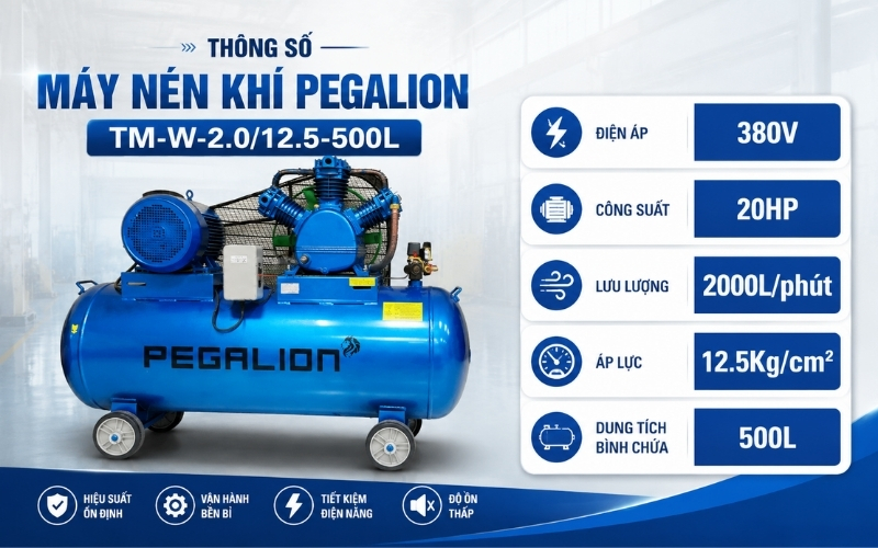 Thông số máy nén khí Pegalion TM-W-2.012.5-500L