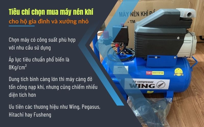 Tiêu chí chọn mua máy nén khí cho hộ gia đình và xưởng nhỏ