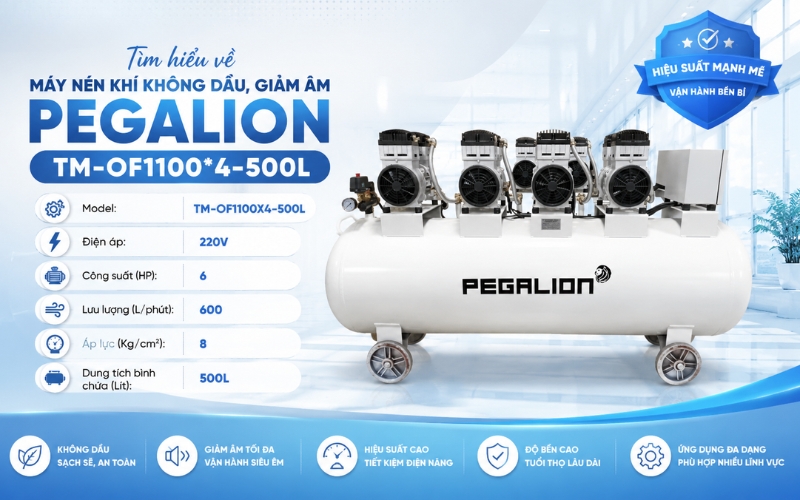 Tìm hiểu về Máy nén khí Pegalion TM-OF1100*4-500L