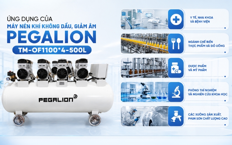 Ứng dụng của Máy nén khí Pegalion TM-OF1100*4-500L