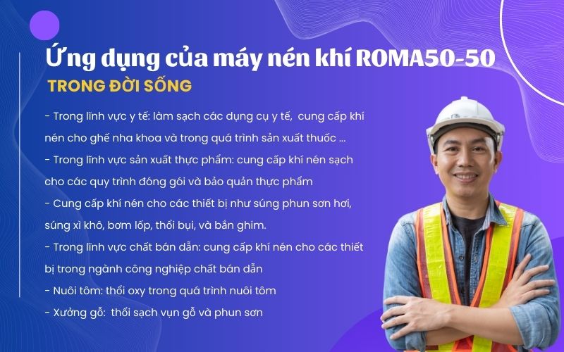 Ứng dụng của máy nén khí ROMA50-50 trong đời sống