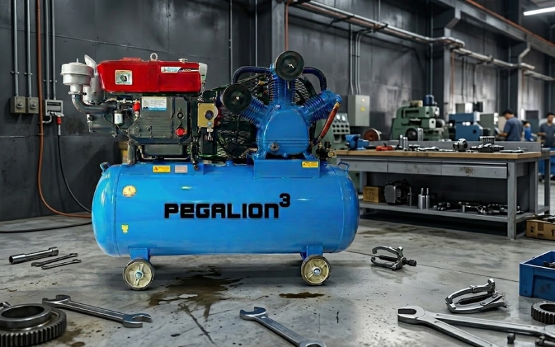 Máy nén khí chạy bằng dầu Diesel PEGALION TM-W-2.0/12.5-500L