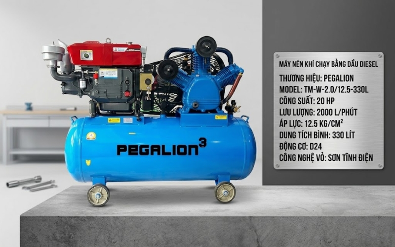 Thông số của máy nén khí Diesel PEGALION TM-W-2.0/12.5-330L