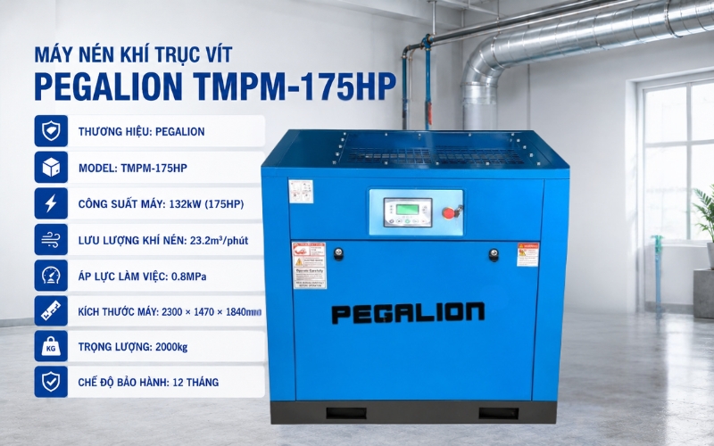 Thông số của máy nén khí trục vít PEGALION TMPM-175HP