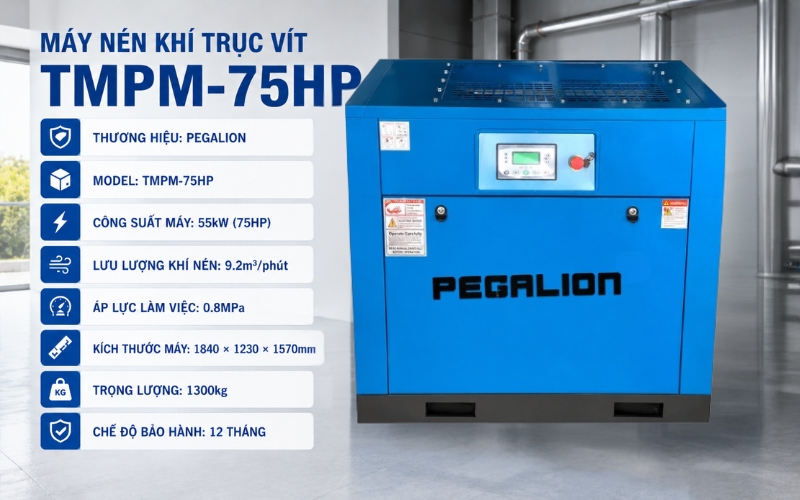 Thông số của máy nén khí trục vít TMPM-75HP
