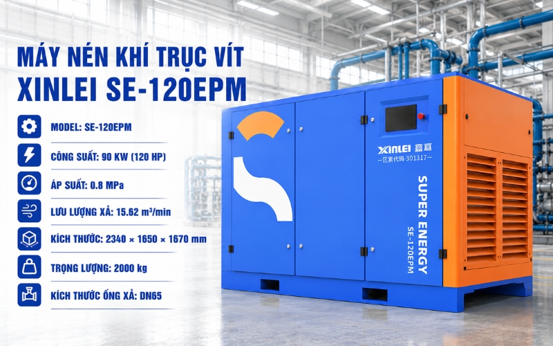 Thông số kỹ thuật của máy nén khí trục vít Xinlei SE-120EPM