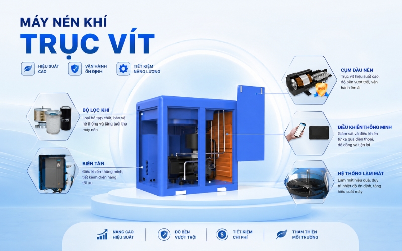 Tính năng nổi bật của máy nén khí trục vít Xinlei SE-60EPM