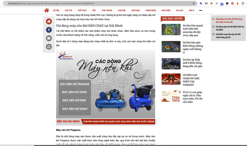 Máy nén khí bán chạy tại Hải Minh