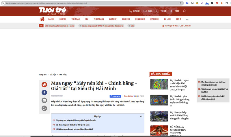 Tuoitrexahoi.vn | Mua ngay “Máy nén khí - Chính hãng - Giá Tốt” tại Siêu thị Hải Minh