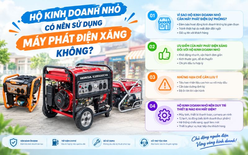 Hộ kinh doanh nhỏ có nên sử dụng máy phát điện xăng không?
