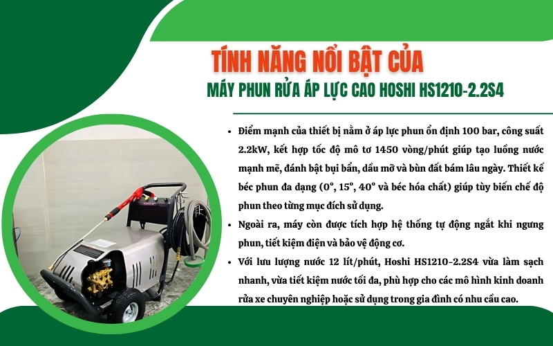 Tính năng nổi bật của máy phun rửa áp lực cao Hoshi HS1210-2.2S4