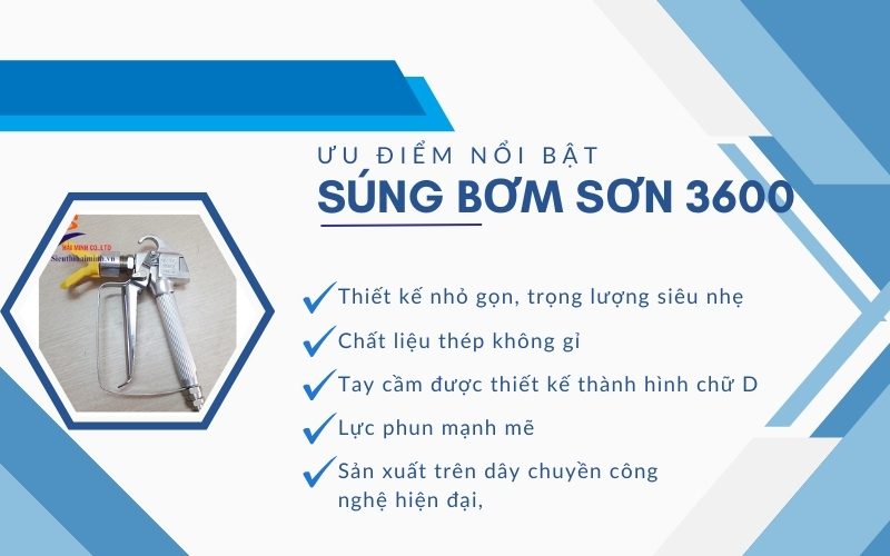 Ưu điểm nổi bật của súng bơm sơn 3600
