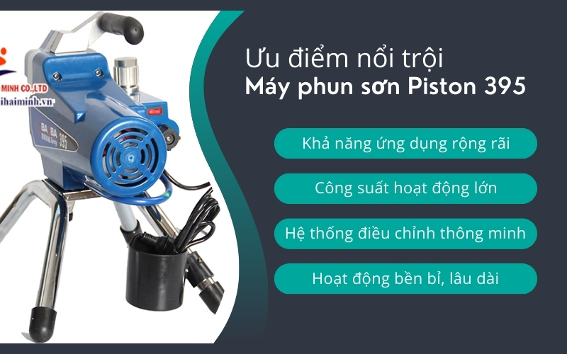 Ưu điểm nổi trội của Máy phun sơn Piston 395