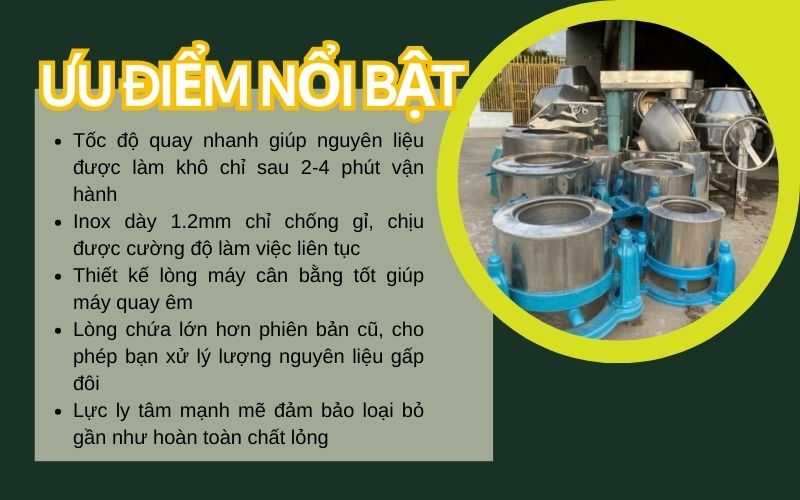 Ưu điểm nổi bật của máy vắt ly tâm MVLT-50