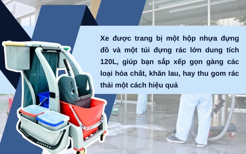 HiClean HC 196A  được trang bị túi đựng rác phía sau 120L