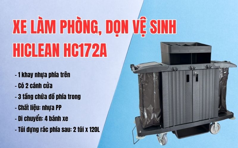 Xe làm phòng, dọn vệ sinh HiClean HC172A
