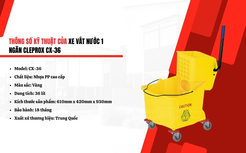 Thông số kỹ thuật Xe vắt nước 1 ngăn CleproX CX-36