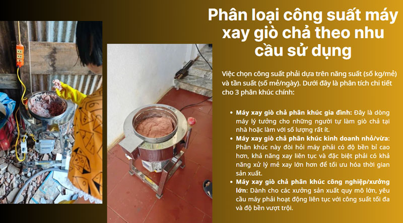 Phân loại công suất máy xay giò chả theo nhu cầu sử dụng