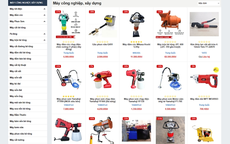 Giá máy xây dựng hợp lý và minh bạch