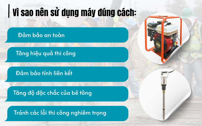 Hướng dẫn sử dụng máy đầm dùi bê tông an toàn và hiệu quả