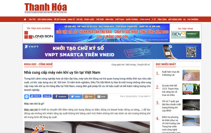 Baothanhhoa | Hải Minh cung cấp máy nén khí uy tín tại Việt Nam