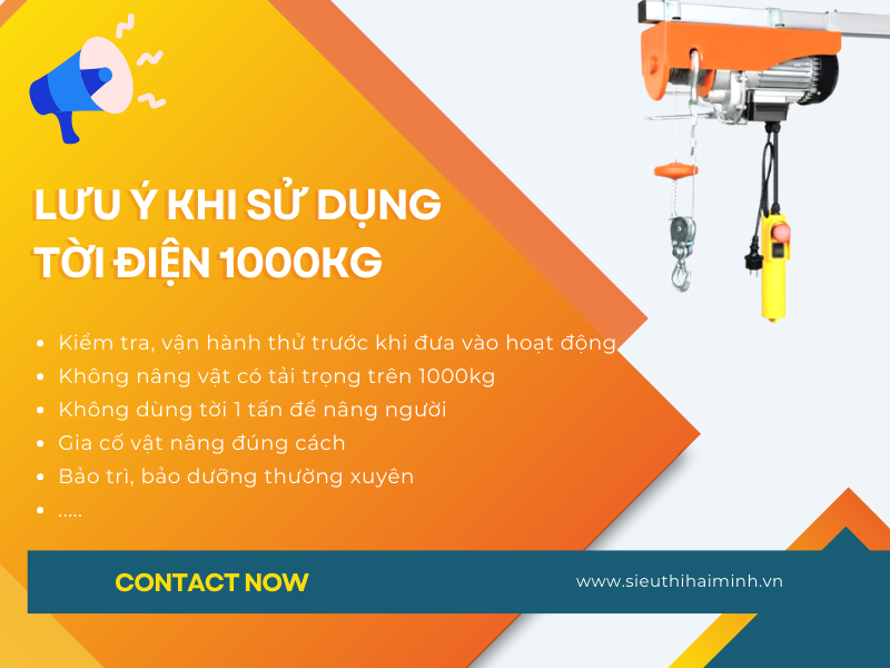 Lưu ý khi sử dụng tời điện 1000kg