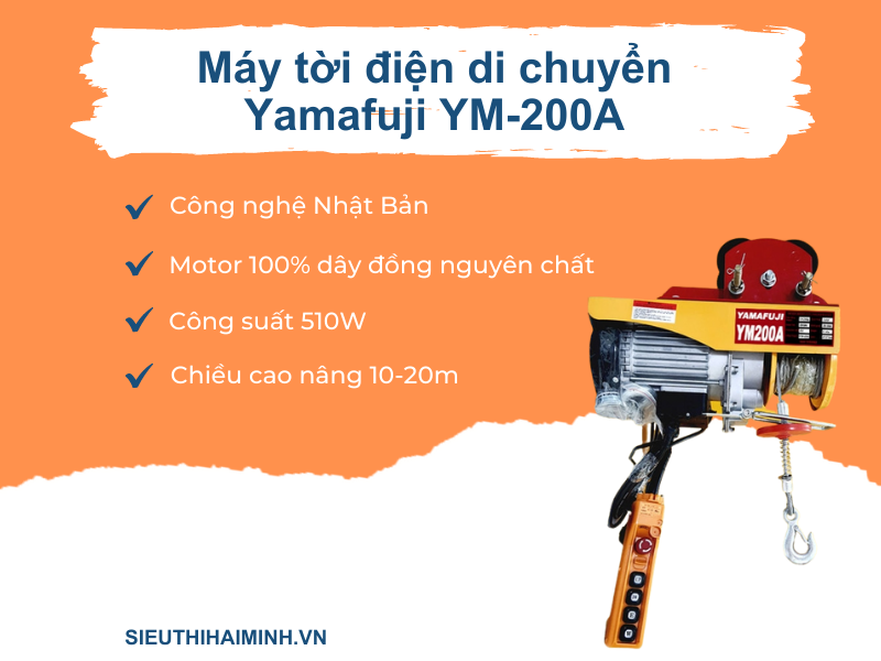 Máy tời điện Yamafuji YM200A (Đạt tải 80-90%)