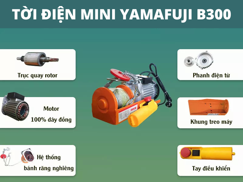Máy tời điện mini Nhật Bản Yamafuji B300