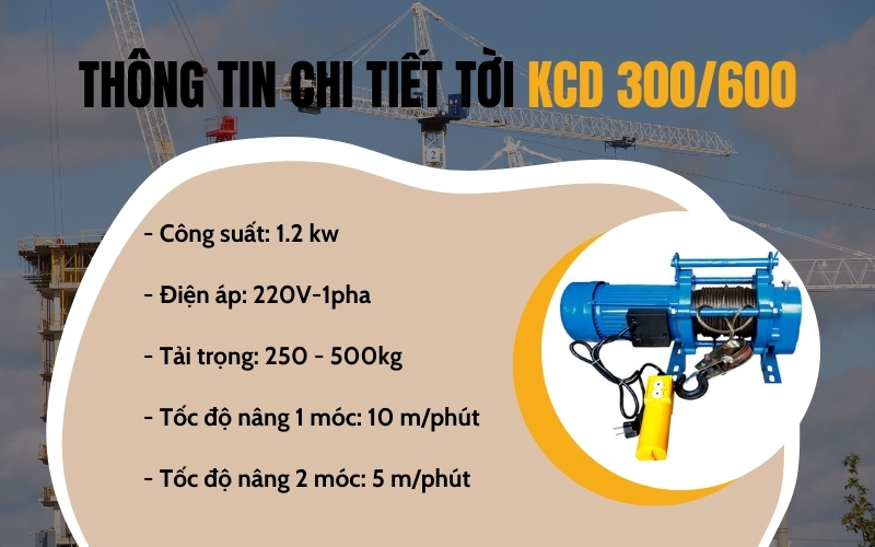 Thông tin chi tiết tời Kenbo KCD 300/600