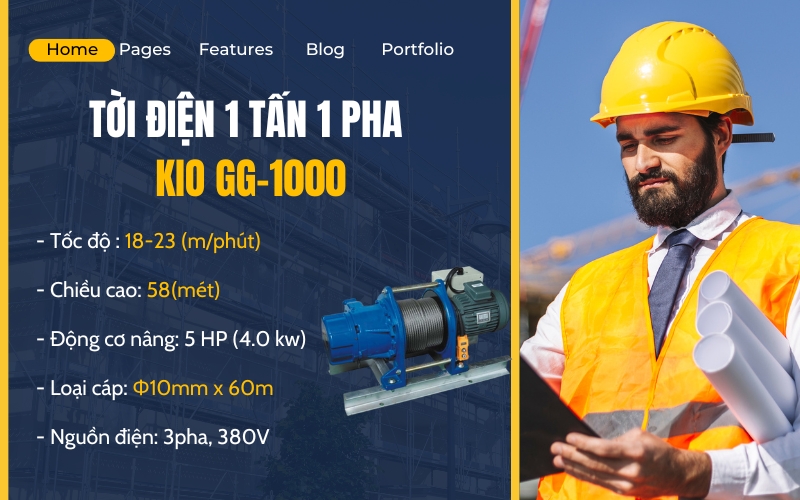 Thông tin tời điện 1 tấn 1 pha KIO GG-1000
