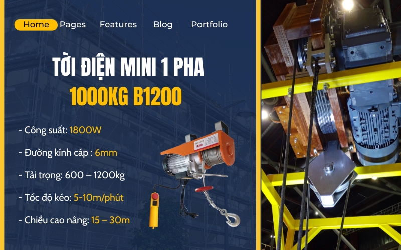 Thông tin tời mini 1 pha 1000kg B1200